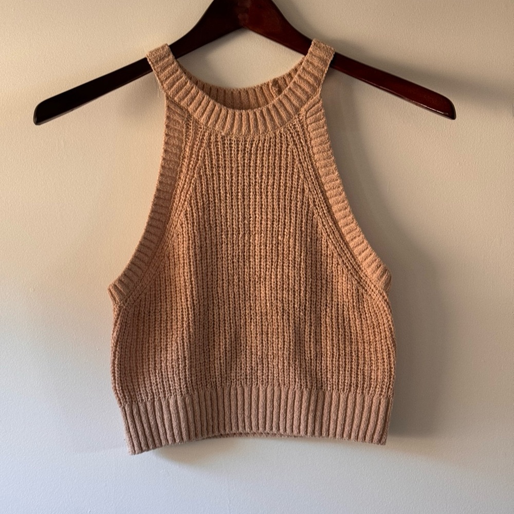 Divided Tan Knit Tank Top
